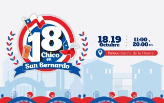 Afiche oficial del evento “18 Chico” de San Bernardo 2025 con información de fechas, lugar y actividades.