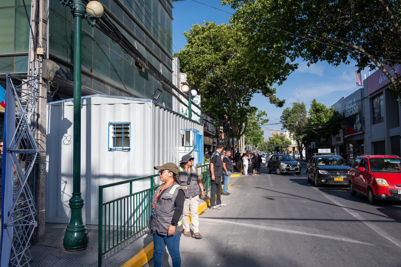 Vista exterior del nuevo Módulo de Seguridad Ciudadana en Covadonga con Eyzaguirre, San Bernardo.