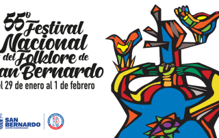 55° Festival Nacional de Folklore de San Bernardo con artistas y público en el escenario principal