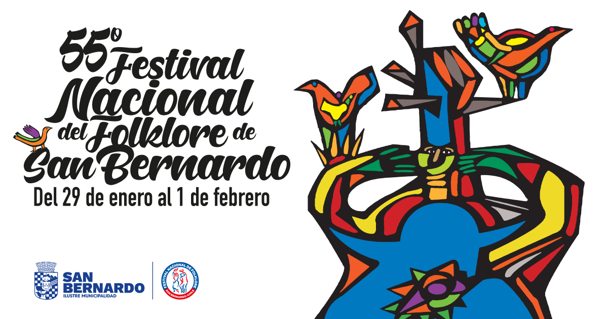 55° Festival Nacional de Folklore de San Bernardo con artistas y público en el escenario principal